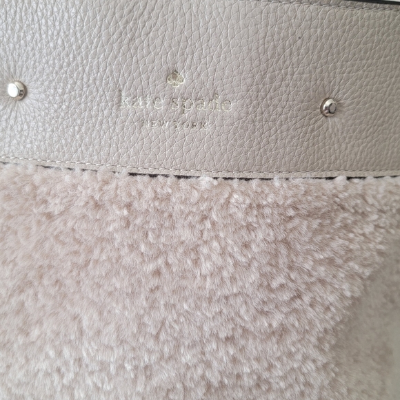 Kate Spade Taupe Faux Fur Bucket Purse - Picture 3 of 5